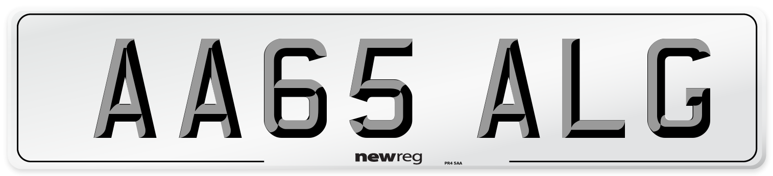 AA65 ALG Number Plate from New Reg